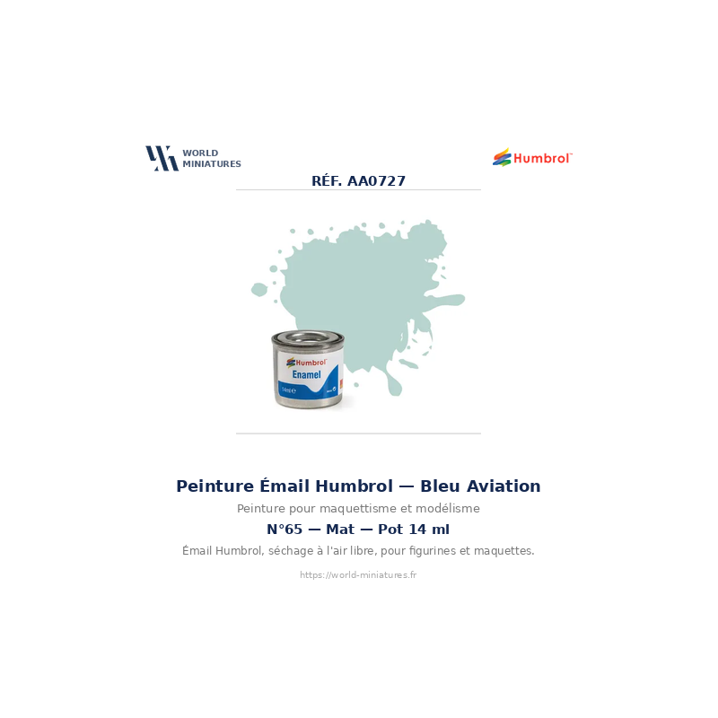 Humbrol 65 – Bleu Avion Mat (14ml Peinture Émail)