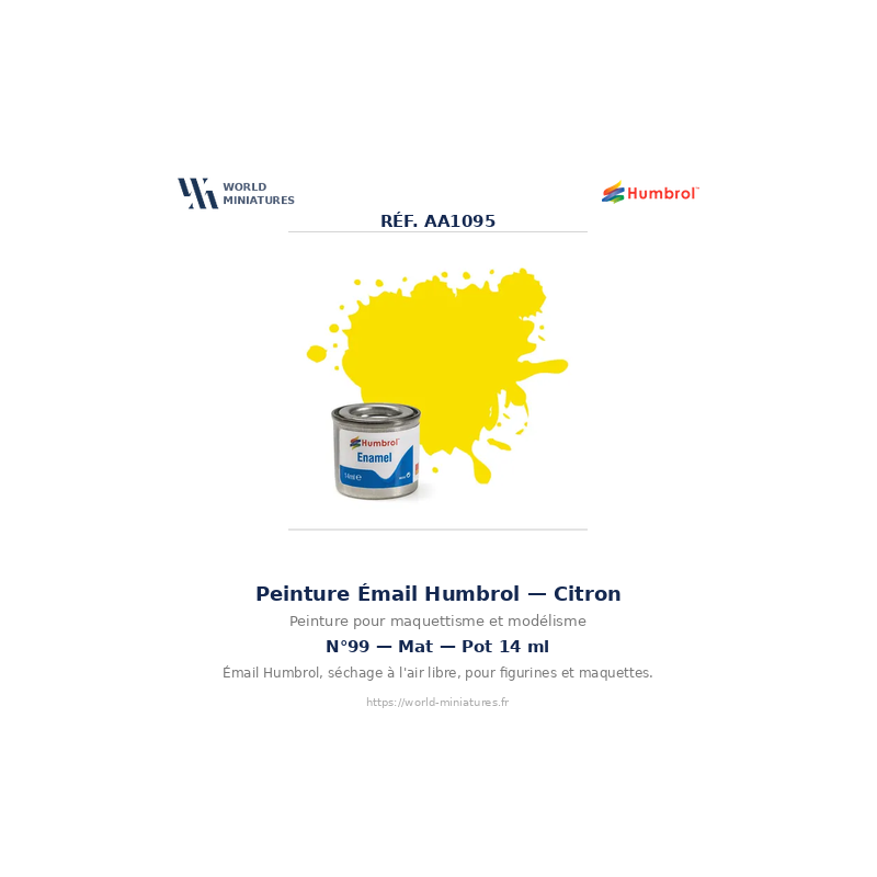 Humbrol 99 – Jaune Citron Mat (14ml Peinture Émail)