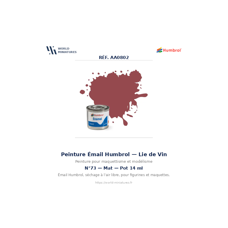Humbrol 73 – Rouge Lie de Vin Mat (14ml Peinture Émail)