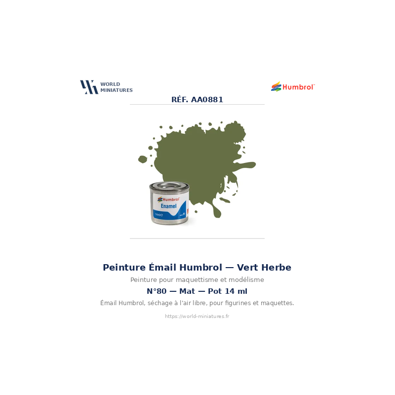 Humbrol 80 – Vert Herbe Mat (14ml Peinture Émail)