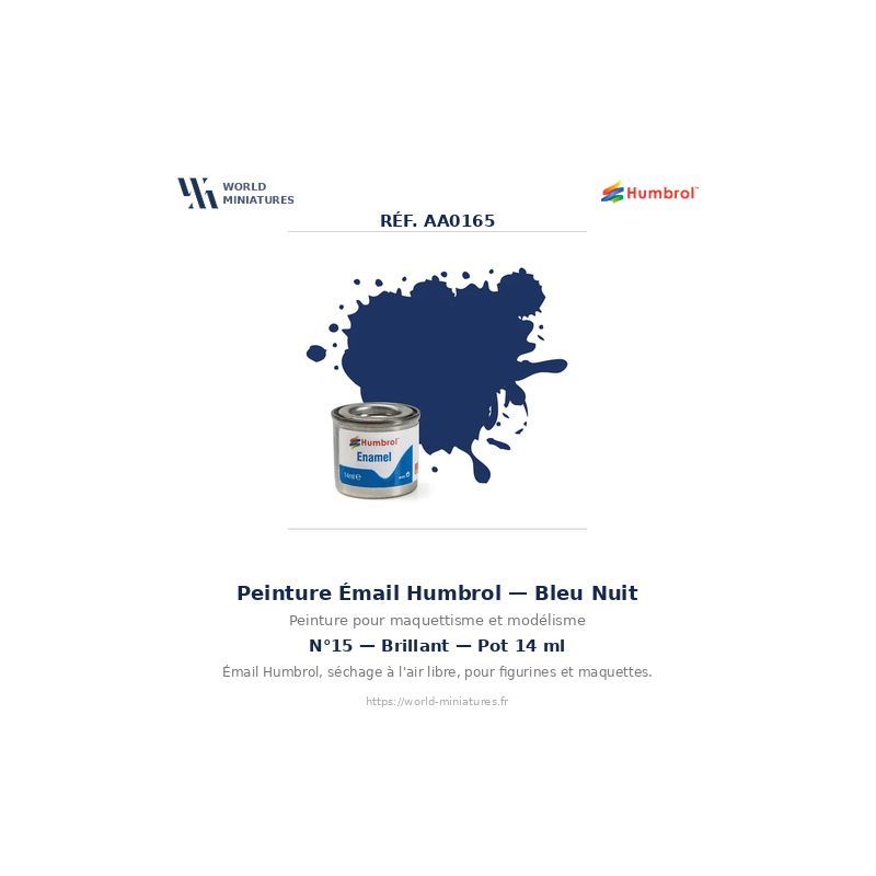 Humbrol 15 – Midnight Blue Gloss 14 ml (Peinture Émail)