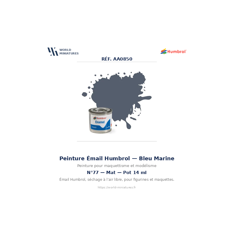 Humbrol 77 – Bleu Marine Mat (14ml Peinture Émail)