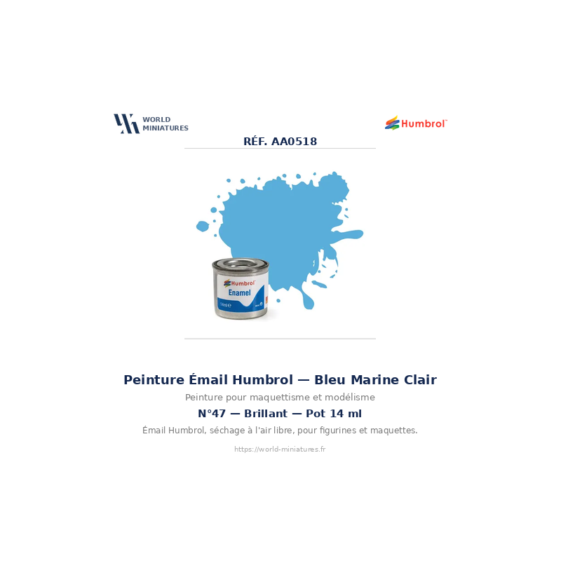 Humbrol 47 – Bleu Mer Brillant 14 ml (Peinture Émail)