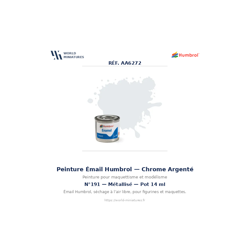 Humbrol 191 – Chrome Silver Metallic (14ml Peinture Émail)