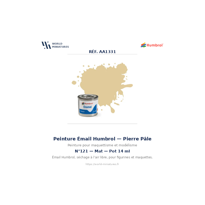 Humbrol 121 – Mat Pierre Pâle (14ml Peinture Émail)
