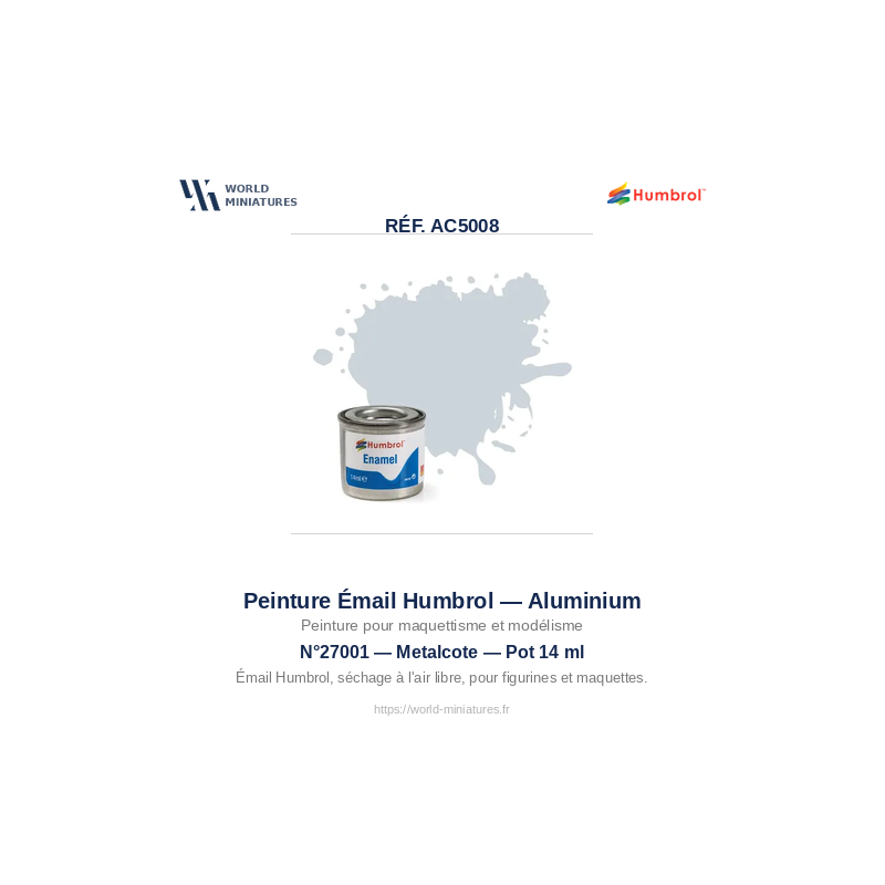 Humbrol 27001 – Aluminium Metalcote (14ml Peinture Émail)