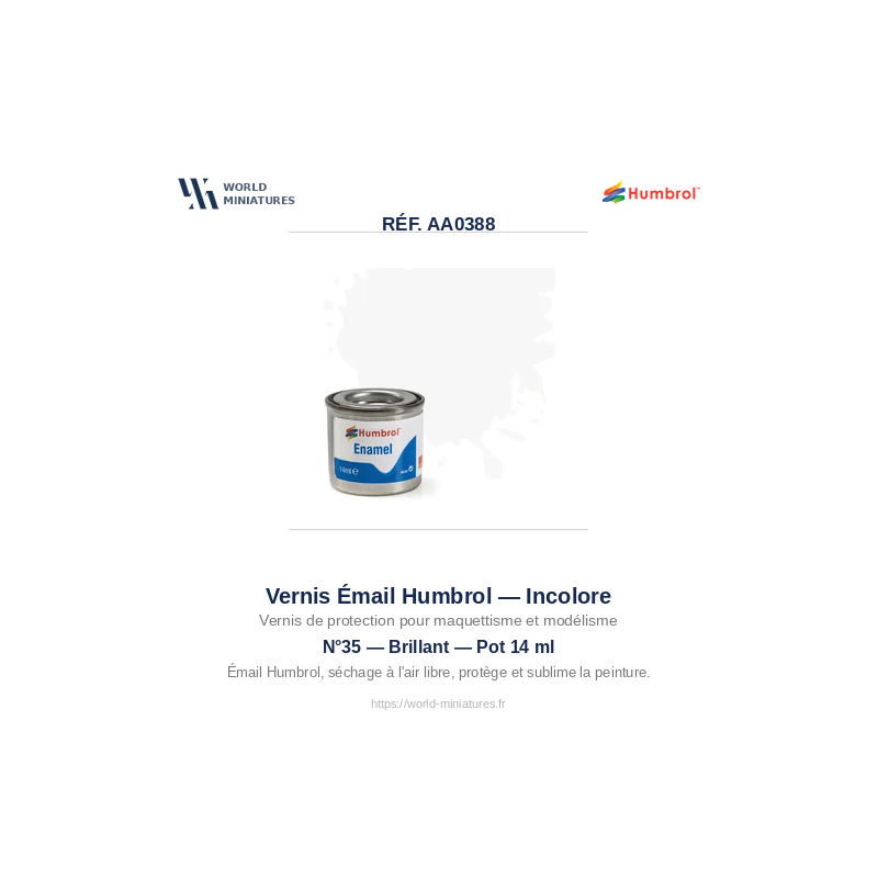 Humbrol 35 – Vernis Brillant 14 ml (Peinture Émail)