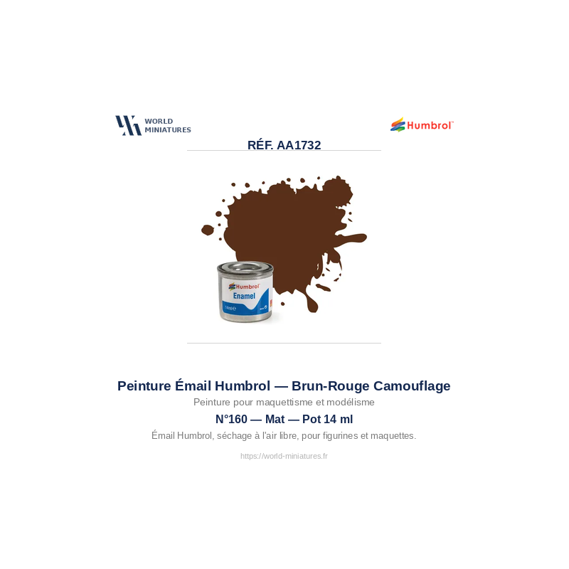 Humbrol 160 – Rouge Brun Camouflage Allemand (14ml Peinture Émail)