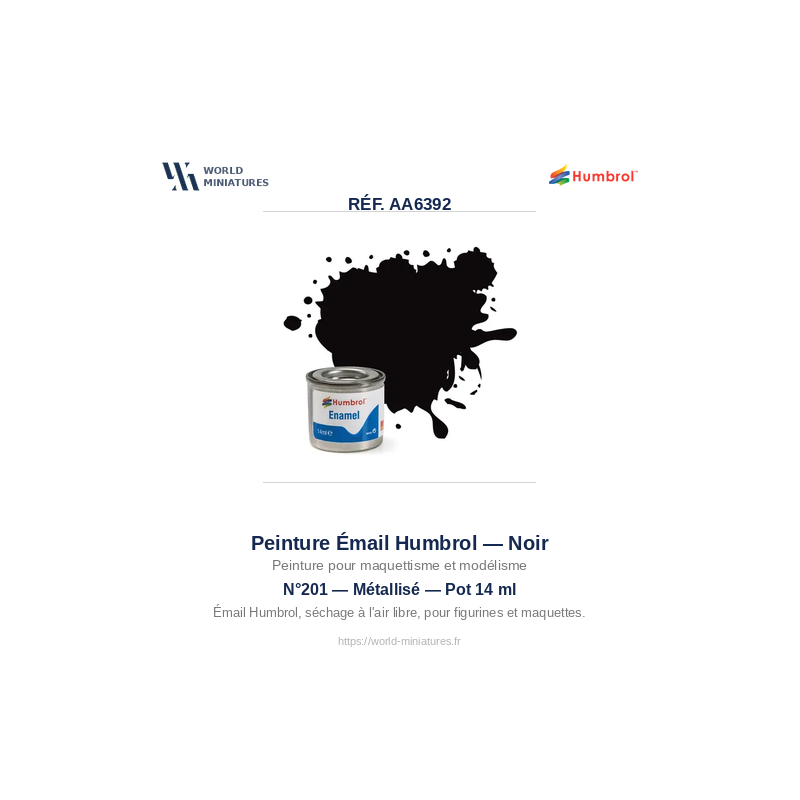 Humbrol 201 – Black Metallic (14ml Peinture Émail)
