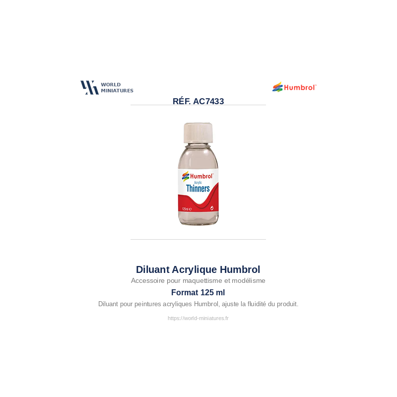 Humbrol AC7433 – Diluant Peinture Acrylique (125ml)
