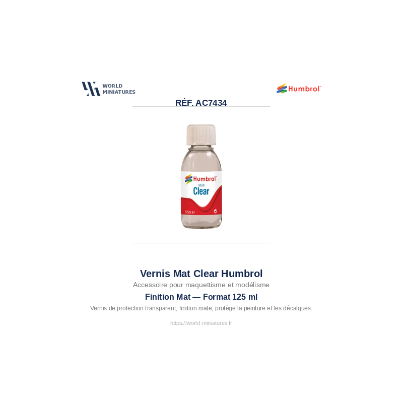 Humbrol AC7434 – Vernis Mat (Flacon 125ml)
