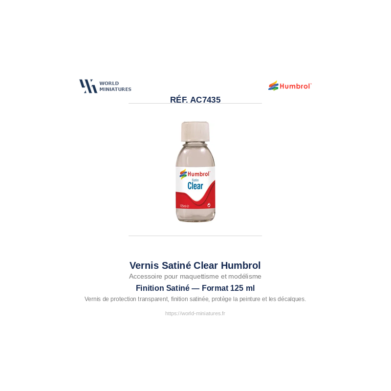 Humbrol AC7435 – Vernis Satin Clear (Flacon 125ml)