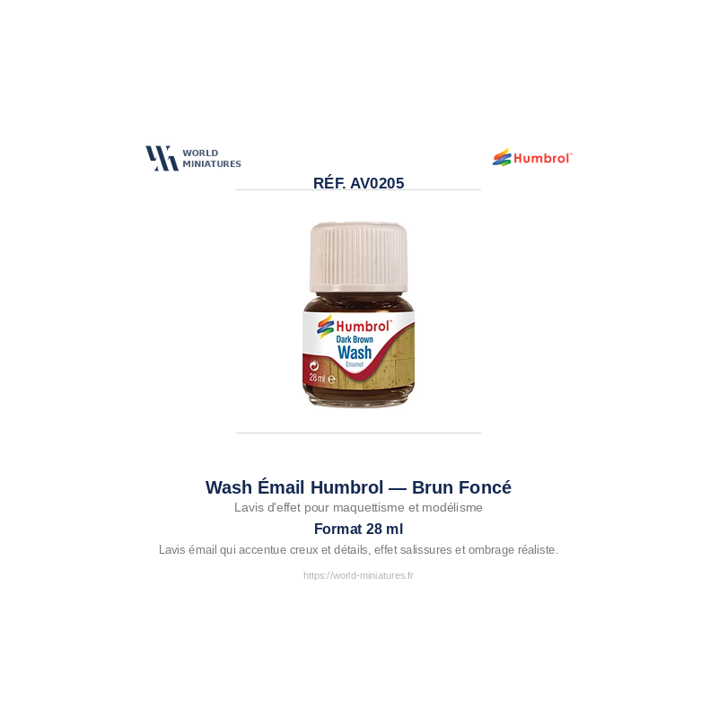 Humbrol AV0205 – Nettoyant Émail Brun Foncé (28ml)