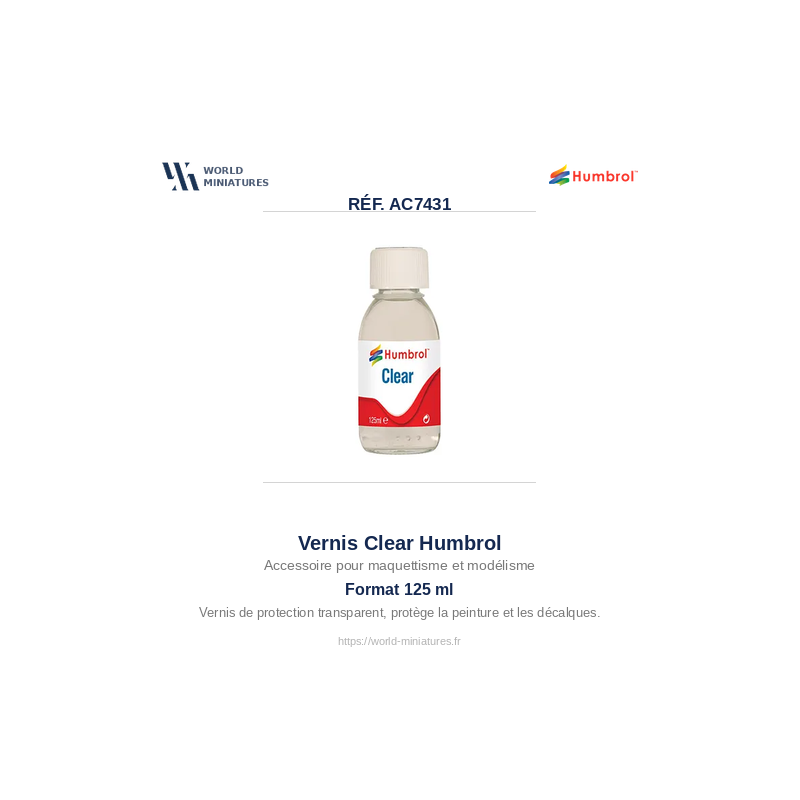 Humbrol AC7431 – Vernis Brillant Clear Gloss (125ml)
