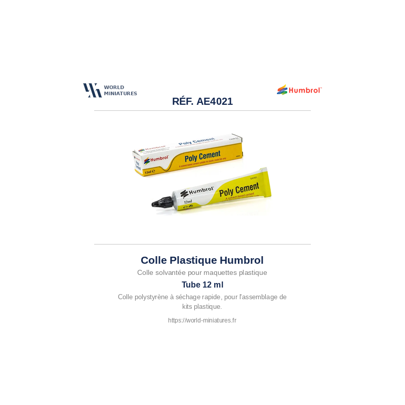 Humbrol AE4021 – Colle Poly Ciment (Tube 12ml)