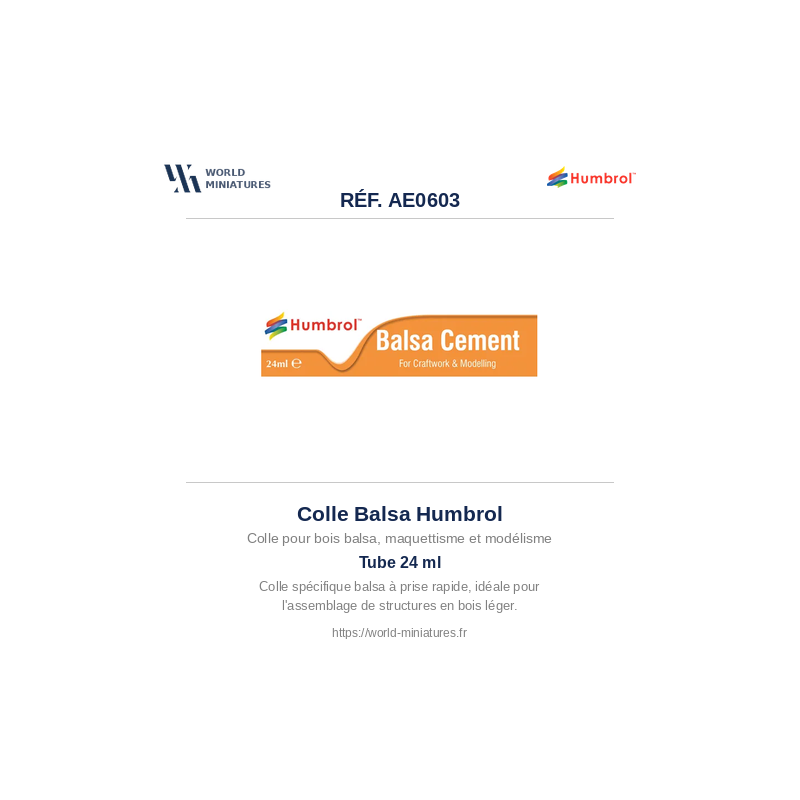 Humbrol AE0603 – Colle Balsa Cement (24ml)