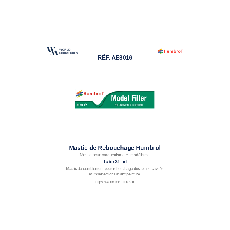 Humbrol AE3016 – Mastic Model Filler (31ml)