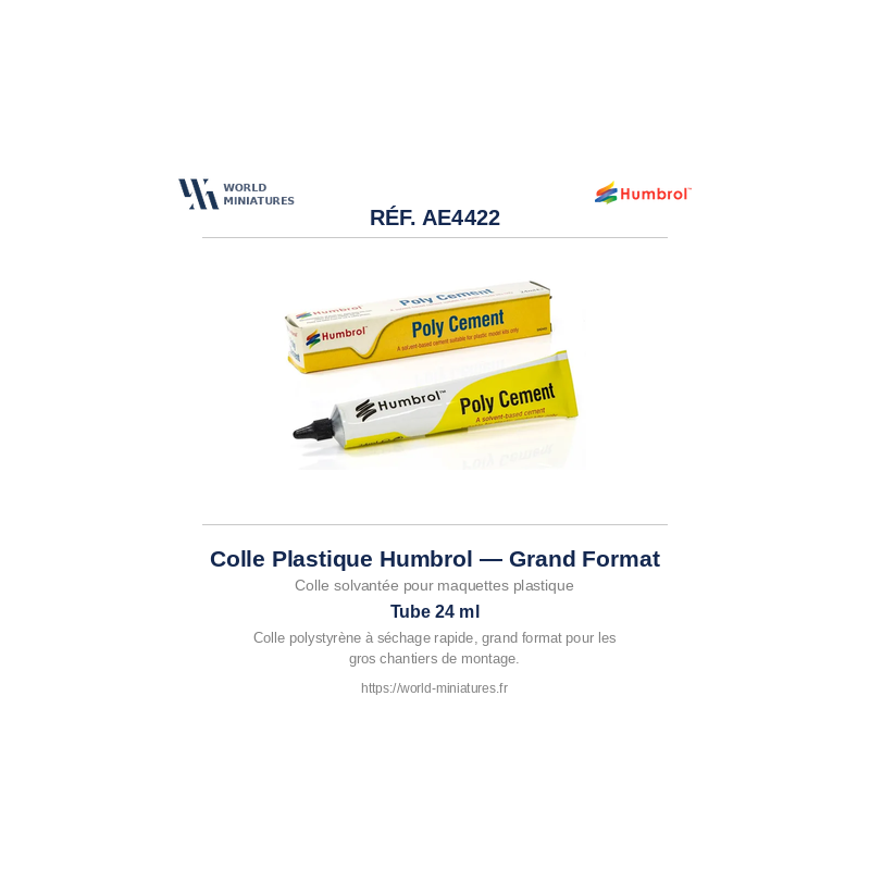 Humbrol AE4422 – Colle Maquette Poly Grand Tube (24ml)