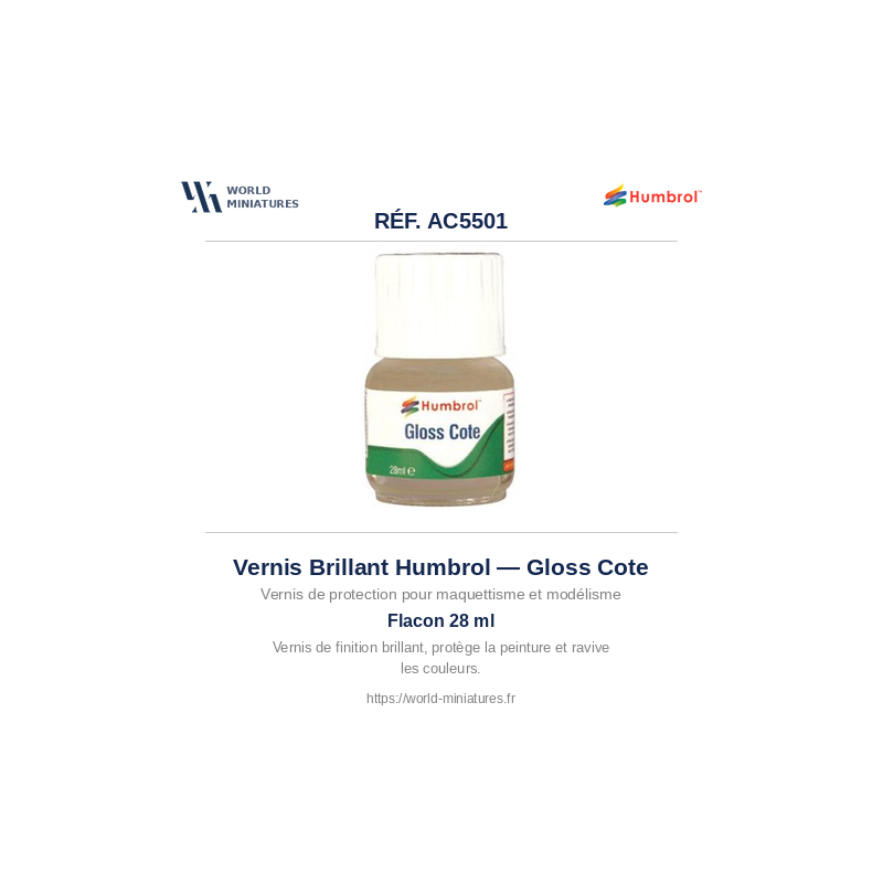 Humbrol AC5501 – Modelcote Glosscote (Flacon 28ml)