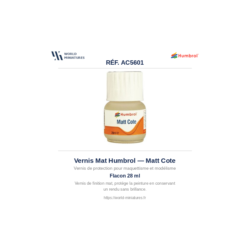 Humbrol AC5601 – Matt Cote (Flacon 28ml)