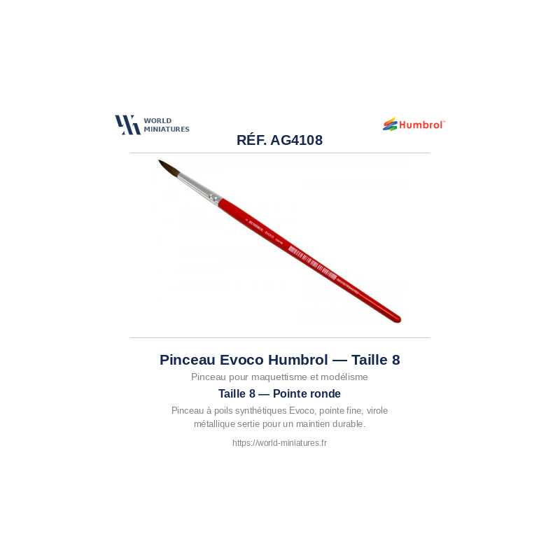 Humbrol AG4108 – Pinceau Evoco Taille 8