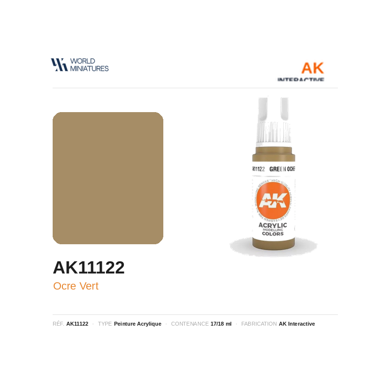 AK Interactive AK11122 – Peinture Acrylique Ocre Vert – Standard – 17 ml