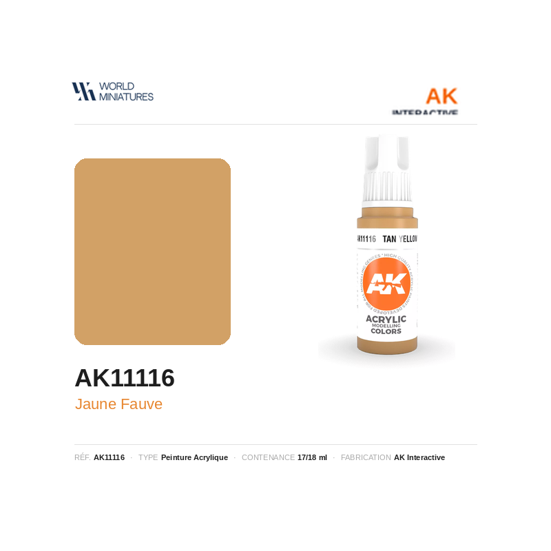 AK Interactive AK11116 – Peinture Acrylique Jaune Fauve – Standard – 17 ml