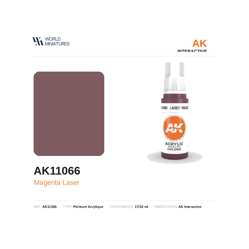 AK Interactive AK11066 – Peinture Acrylique Magenta Laser – Standard – 17 ml
