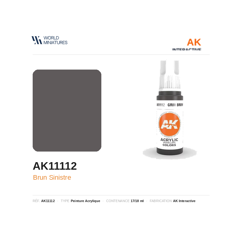 AK Interactive AK11112 – Peinture Acrylique Brun Sinistre – Standard – 17 ml