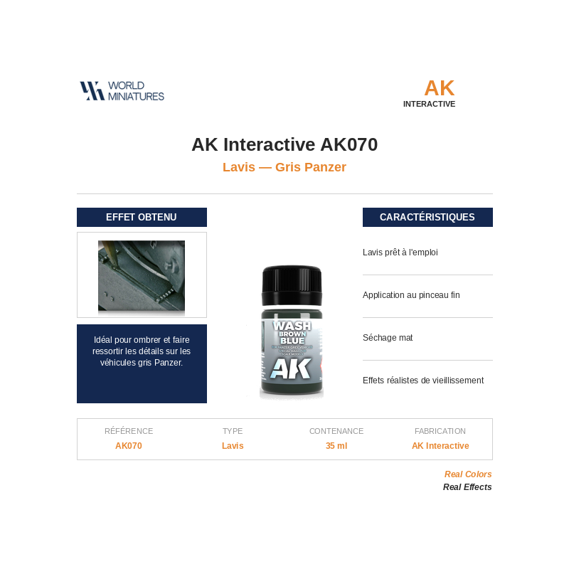 AK Interactive AK070 – Lavis pour Gris Panzer– 35 ml