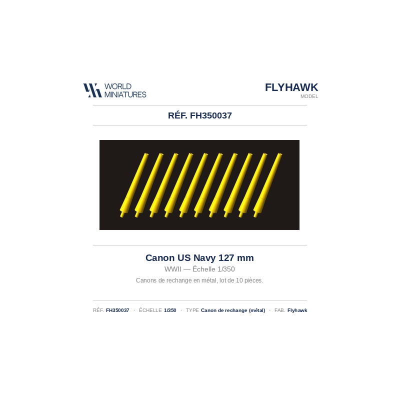 Flyhawk FH350037 – Canon US Navy 127 mm – WWII – 1:350