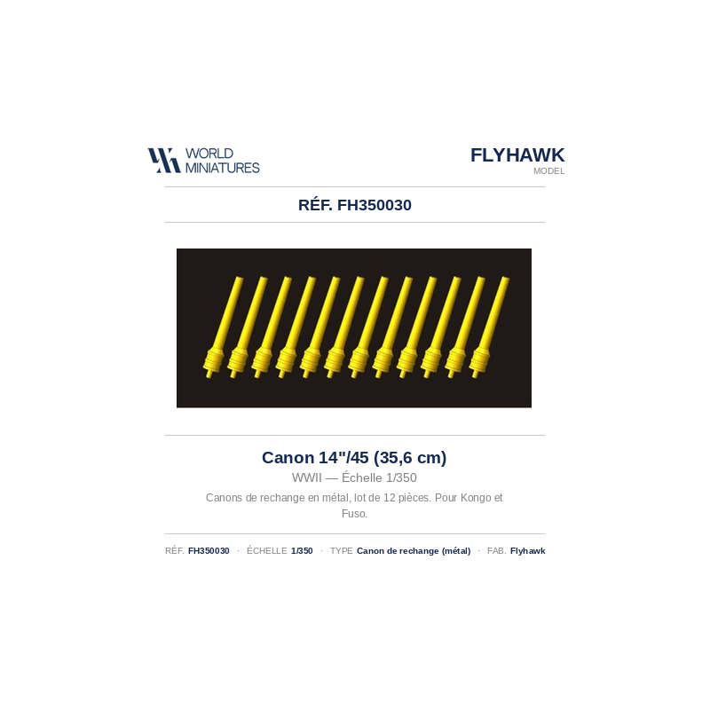 Flyhawk FH350030 – Canon 14"/45 (35,6 cm) – WWII – 1:350