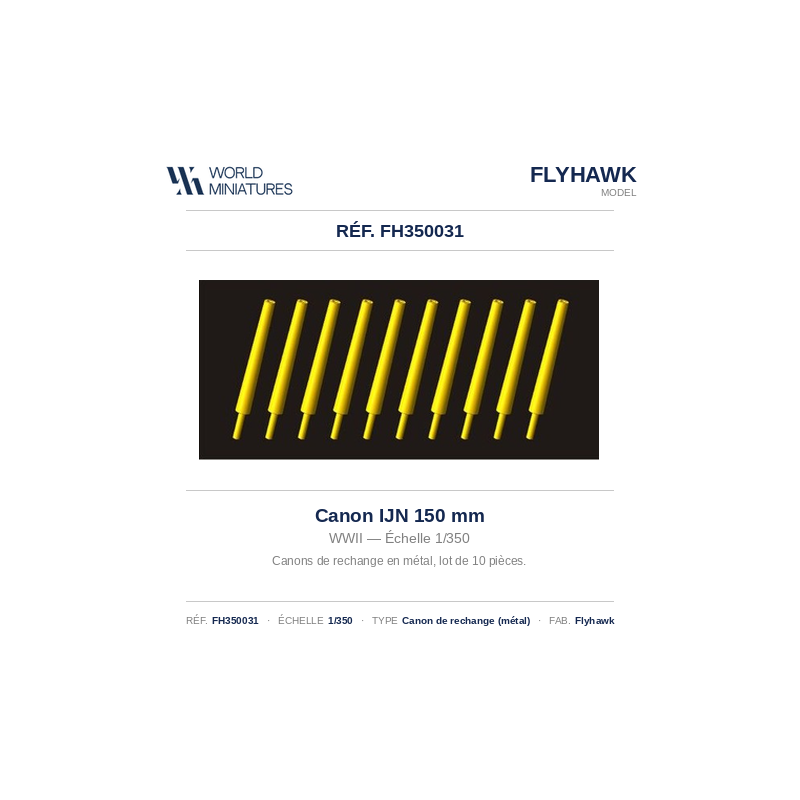 Flyhawk FH350031 – Canon IJN 150 mm – WWII – 1:350