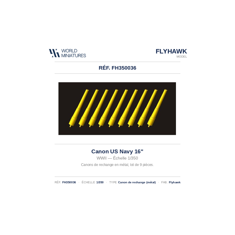 Flyhawk FH350036 – Canon US Navy 16" – WWII – 1:350