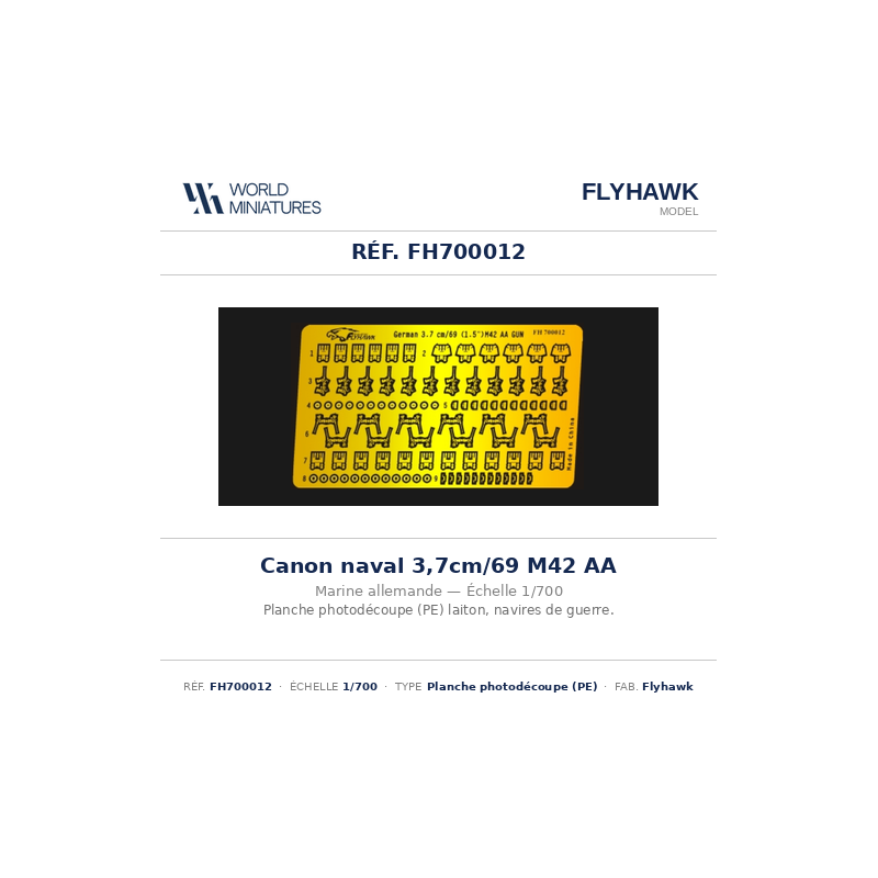 Flyhawk FH700012 – Marine allemande – Canon AA 3,7 cm/69 (1.5") M42 (1:700)