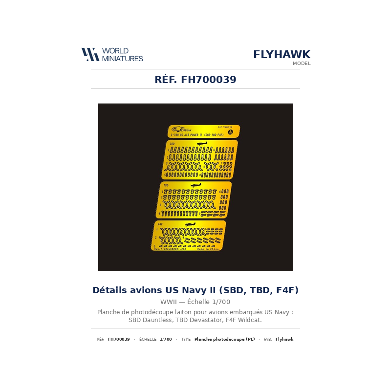 Flyhawk FH700039 – US Air Power II (SBD, TBD, F4F) – 1:700