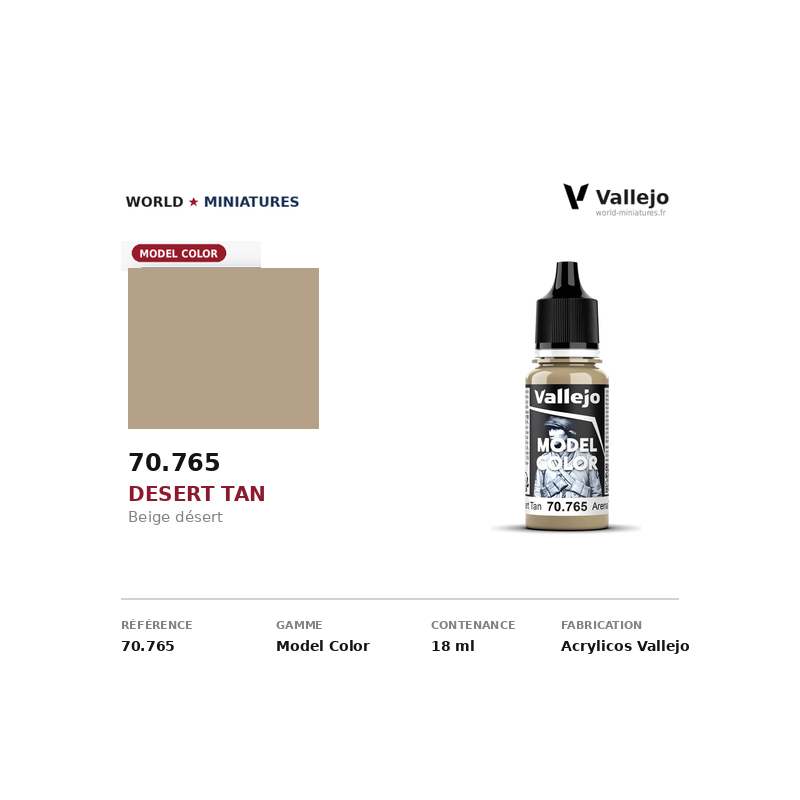 Vallejo 70.765 Beige désert 18 ml – Peinture Acrylique