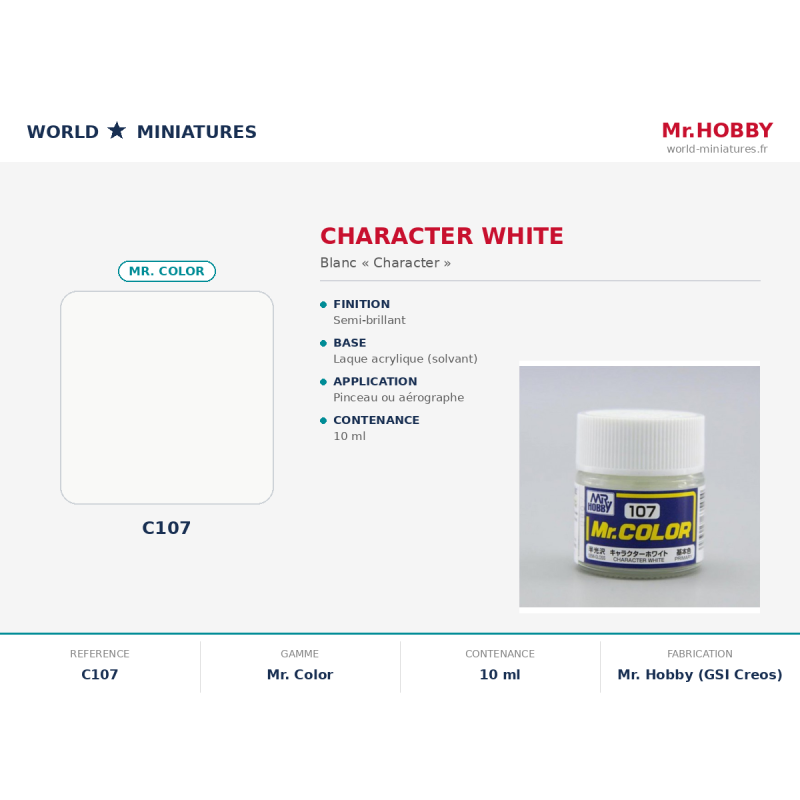 Hobby/Gunze C107 – Character Blanc (10 ml)