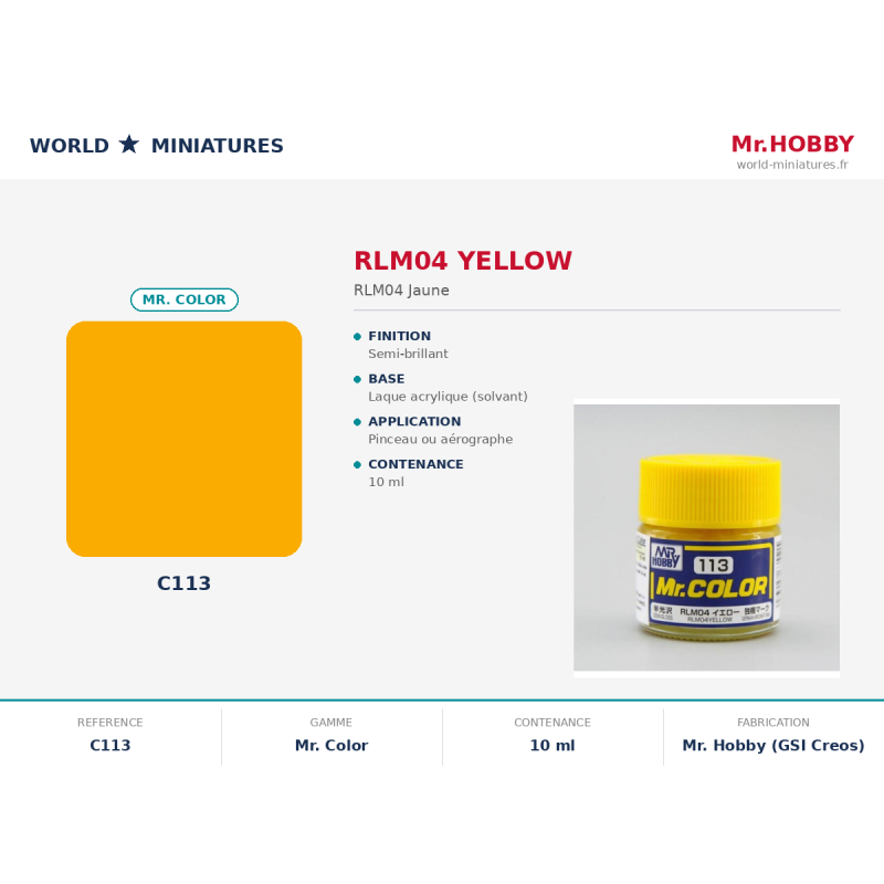 Hobby/Gunze C113 – RLM04 Jaune (10 ml)