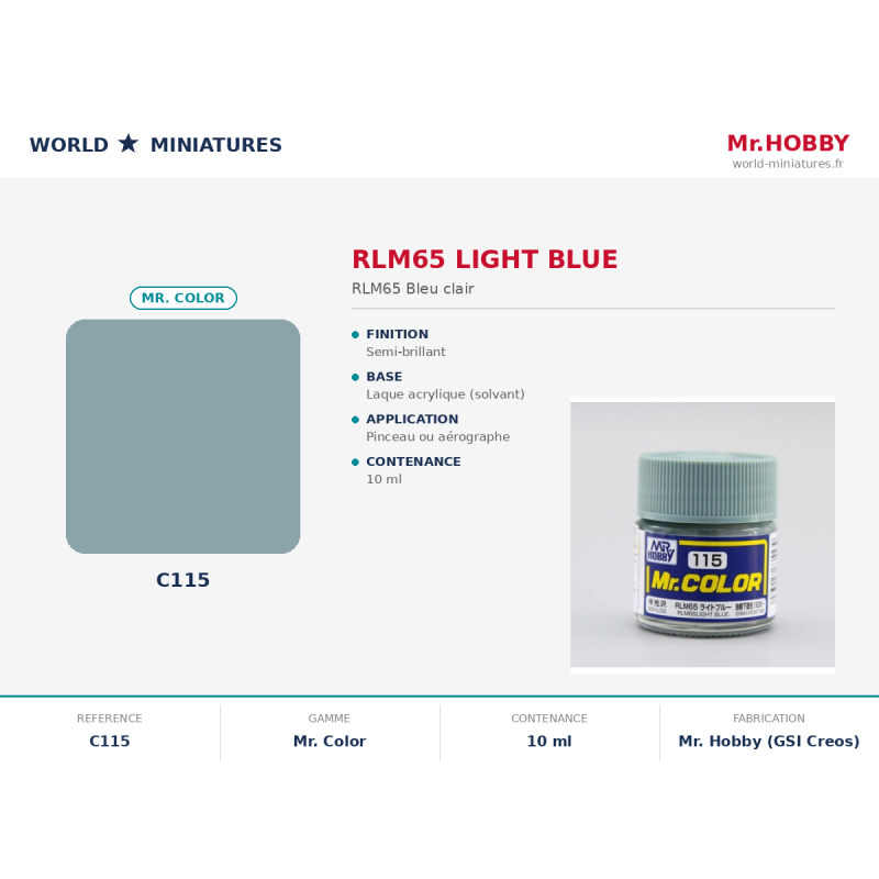 Hobby/Gunze C115 – RLM65 Bleu Clair (10 ml)