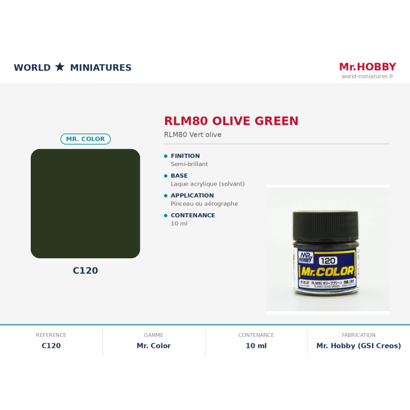 Hobby/Gunze C120 – RLM80 Vert Olive (10 ml)