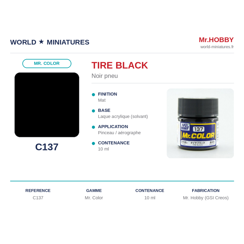 Hobby/Gunze C137 – Pneu Noir (10 ml)