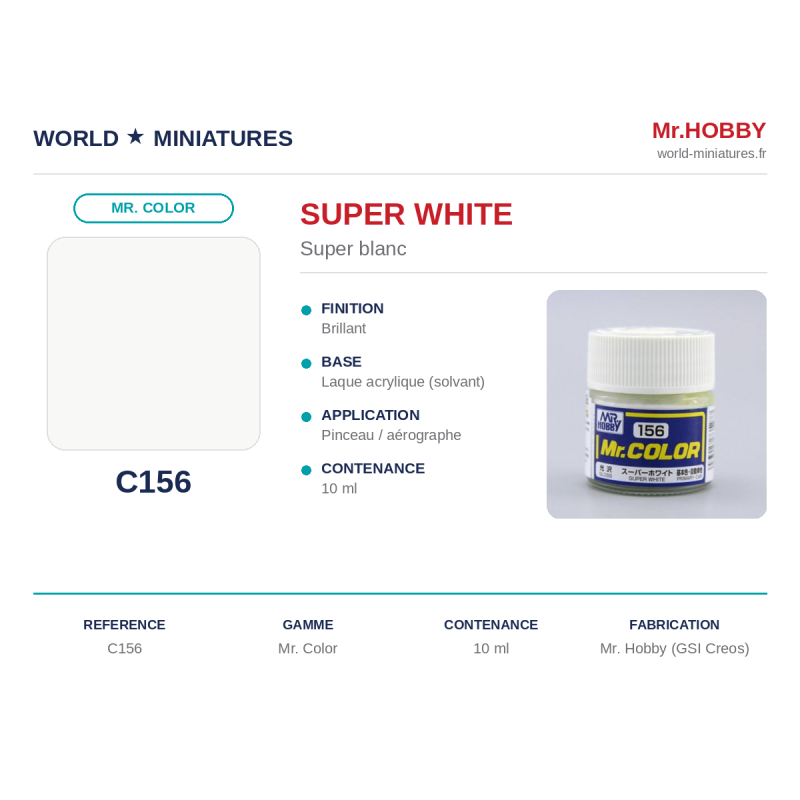 Hobby/Gunze C156 – Super blanc (10 ml)