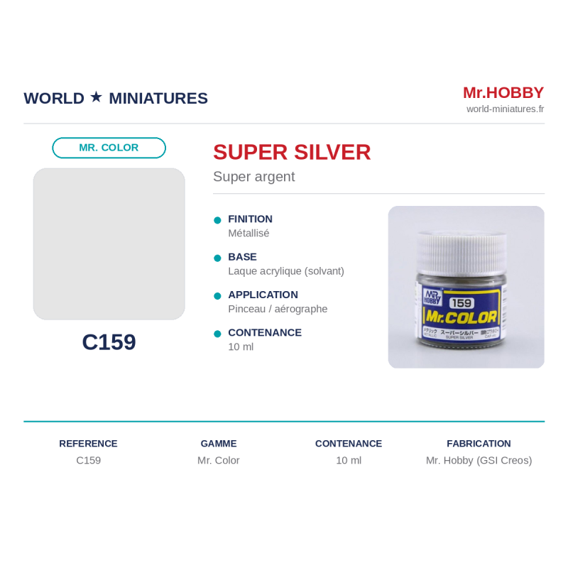 Hobby/Gunze C159 – Super Argent (10 ml)
