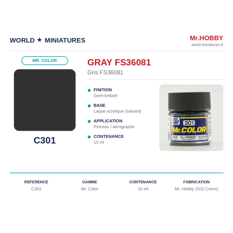 Hobby/Gunze C301 – Gris FS36081 (10 ml)
