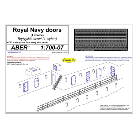 Aber S 1:700-07 – Portes photodécoupées 1/700 pour navires de la Royal Navy – Laiton