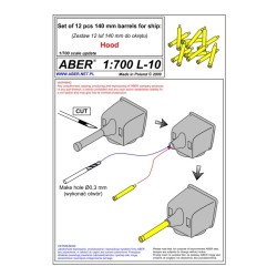 Aber S 1:700 L-010 – Fûts de canons 140 mm HMS Hood – Laiton tourné