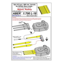 Aber S 1:700 L-018 – Fûts de canons 406 mm Nelson / Rodney – Laiton tourné