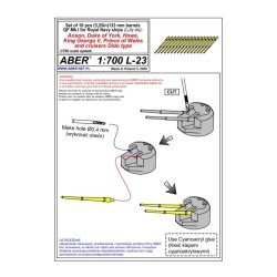 Aber S 1:700 L-023 – Fûts de canons 133 mm QF Mk I (5,25") Royal Navy – Laiton tourné