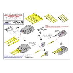 Aber S 1:700 L-032 – Fûts de canons cuirassé de poche Admiral Graf Spee – Laiton tourné